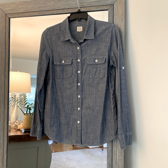 J. Crew Tops - J. Crew, S, “The Perfect Shirt”, chambray button up shirt, great condition!!